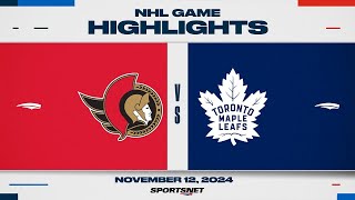 NHL Highlights  Senators vs Maple Leafs  November 12 2024 [upl. by Ardnoed403]