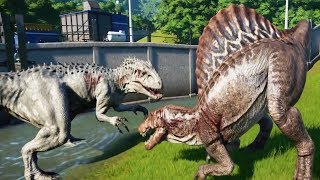 SPINOSAURUS Vs INDOMINUS REX  Jurassic World Evolution [upl. by Schober]