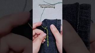 shorten jeans without cutting ✂️ ❌ knitting sewing handknitting handmade [upl. by Enimzaj]