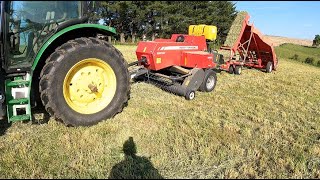 First Time Ever Baling with an Inline Massey Ferguson 1840 [upl. by Ainekahs]