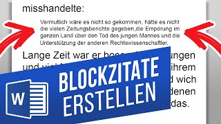 Blockzitate in Word erstellen  Richtig zitieren mit Word [upl. by Lonna]