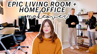 INCREDIBLE Living Room  Entertaining Space  Home Office Makeover [upl. by Airehtfele]