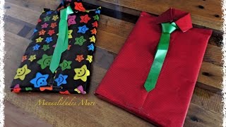 Manualidades Envolver Regalos en forma de Camisa con Corbata dial del padre [upl. by Erlinna]