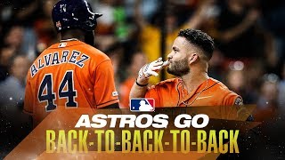 Astros Launch backtobacktoback Home Runs [upl. by Noslen62]