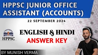 HPPSC Junior Office Assistant  ACCOUNTS PAPER1 HINDI amp English  SOLVED PAPER  22 SEPTEMBER 2024 [upl. by Kezer110]