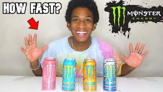 4 Pack Monster Energy Juice Chug Fastest Time [upl. by Iluj357]