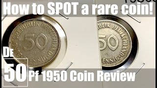 How to collect  the rare Germany 1950 50 Pfennig coin to spot [upl. by Philpot]