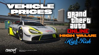 GTA Online High Value in High Risk  Cars and Prices 1  Concept [upl. by Gardiner128]