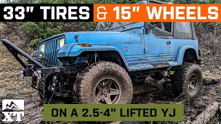 24quot Lifted YJ  33x125R15  15x8 Wheels  WampT Fitment [upl. by Akemahs]