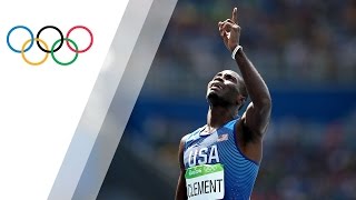 The USAs Clement wins his first gold in Mens 400m Hurdles [upl. by Atihcnoc]