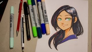 Dessin dun portrait shojo au Copic [upl. by Raul]