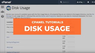 cPanel Tutorials  Disk Usage [upl. by Dennison]