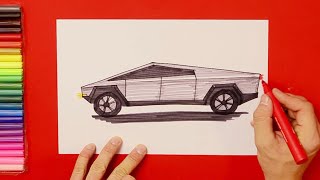 How to draw Tesla Cybertruck [upl. by Bowman]