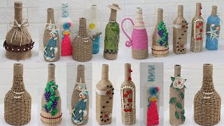 13 Amazing Bottle Decoration Ideas with Jute  Reuse Old Glass Bottles [upl. by Llenrod]