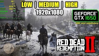 GTX 1650  Red Dead Redemption 2  II  1080p Low Medium High [upl. by Cinemod]