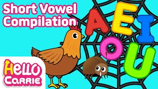 Short Vowel Compilation  AEIOU Sound Songs  Phonics for English Education [upl. by Dorca]