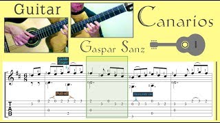 Canarios  Gaspar Sanz Guitar Notation  TAB [upl. by Liartnod390]