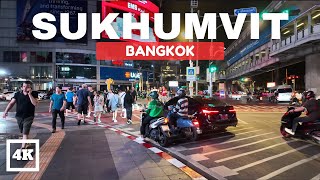 MINDBLOWING 4K HDR Night Walk Experience on Sukhumvit Road Bangkok [upl. by Aicetel]