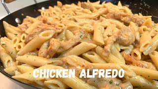 Lazy Creamy Chicken Alfredo Pasta Recipe  Alfredo From A Jar [upl. by Solitta]