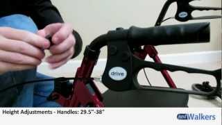 Just Walkers Drive Adjustable Seat Height Rollator [upl. by Anaxor]