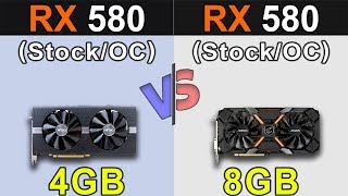 RX 580 4GB Vs RX 580 8GB  Stock and Overclock  New Games Benchmarks [upl. by Tollman]