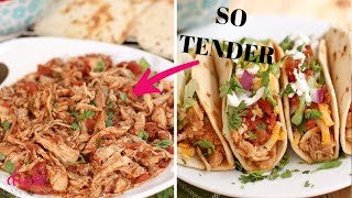 3Ingredient Crockpot Chicken Tacos 🌮 [upl. by Anayt]