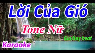 Lời Của Gió  Karaoke  Tone Nữ  Nhạc Sống  gia huy beat [upl. by Tecil]