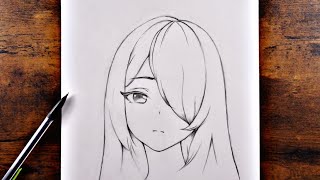 How to Draw anime Girl  Easy Anime Drawing step by step [upl. by Hube]