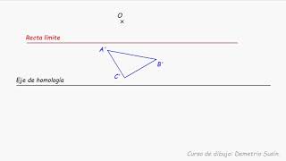 Hallar el triángulo homólogo dados el centro el eje de homología y una recta límite Tutorial fácil [upl. by Mota]