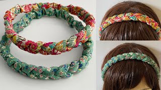 DIY Beautiful Wide Elastic Chunky Braided Headband  How to Make 3 strand Plait Fabric Hairband [upl. by Torry564]