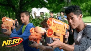 NERF Stunts  Dessert Double Demolishing wThe NStrike Elite Demolisher 2in1 Blaster [upl. by Leanor]