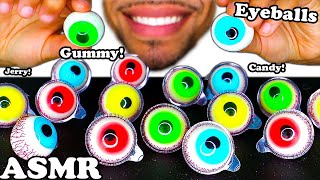 ASMR GUMMY EYES JELLY TROLLI GLOTZER COLORFUL EYEBALLS CANDY MUKBANG EATING NO TALKING [upl. by Eenimod]