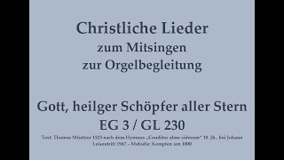 Gott heilger Schöpfer aller Stern EG 3  GL 230 Adventslied zum Mitsingen mit Orgelbegleitung [upl. by Esenaj]