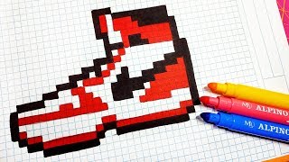 Handmade Pixel Art  How To Draw a Nike Air Jordan pixelart [upl. by Rust691]