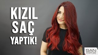 KIZIL SAÇ RENGİ NASIL YAPILIR Siyahtan Kızıla Geçiş [upl. by Ahsilem513]