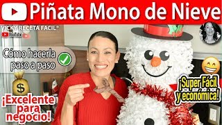 Cómo hacer una PIÑATA de MONO DE NIEVE o MUÑECO DE NIEVE  VickyRecetaFacil [upl. by Eirojam]