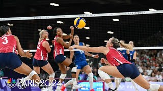 Team USA womens volleyball holds off furious comeback attempt from Serbia  Paris Olympics [upl. by Rap]