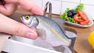 SO DELICIOUS Perfect Miniature Oven Grilled Fish Recipe  ASMR Cooking Mini Food [upl. by Rockie19]