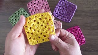 TEK RENK HANIMDİLENDİ MOTİFİ NASIL ÖRÜLÜR  CROCHET GRANNY SQUARE [upl. by Nett]