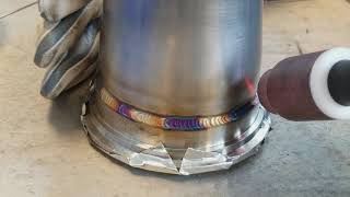 Welding a V band flange onto a 4 into 1 collector part 1 [upl. by Yuh]