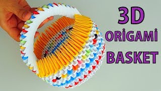 EN KOLAY quot3D ORİGAMİ SEPETquot YAPIMI  How To Make Easy 3D Origami Basket [upl. by Sanyu]