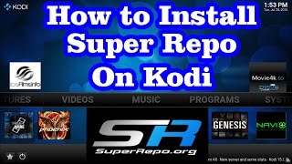 How to Install SuperRepo Addons Repository  on Kodi XBMC  free moviesshowslive tv [upl. by Femmine]