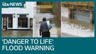 Floods bring danger to life as heavy rain batters UK  ITV News [upl. by Icaj]