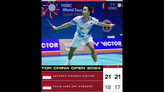 Kalakan Chiko Ginting ke r16 China Open 2024 [upl. by Baillie]