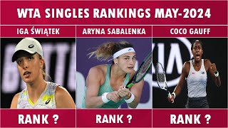 WOMENS TENNIS WTA RANKINGS MAY2024  wtatennis [upl. by Ludlow]