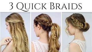 3 Quick Braided Hairstyles for 2015 [upl. by Nylhsa856]