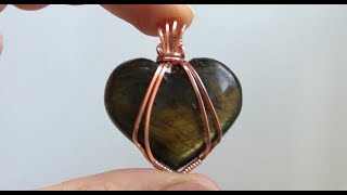 Wire Wrapped Heart Cabochon Pendant Tutorial beginner [upl. by Einahpetse]