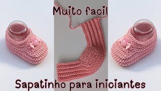 Sapatinho de crochê para bebê  Iniciantes rápido e fácil  9cm [upl. by Levey]