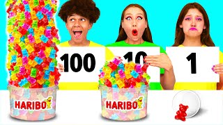 1 10 or 100 Layers of Food Challenge  Edible Battle by DaDaDa Challenge [upl. by Ydnac]