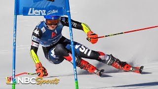 Mikaela Shiffrin holds on for World Cup giant slalom win in Lienz Austria  NBC Sports [upl. by Annairda857]